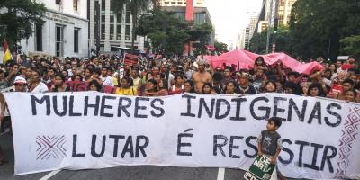 Ato em São Paulo reuniu 4 mil indígenas e apoiadores na Avenida Paulista ontem (31). | Claudio Aparecido Tavares/ISA